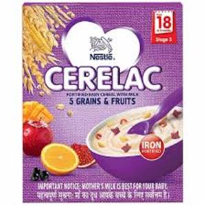 Nestle CERELAC Fortified Baby Cereal with milk , 5 Grains and Fruits - From 18 to 24 Months (300 g Bag- In-Box pack)